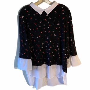 Elle | Collared Floral Blouse | XL